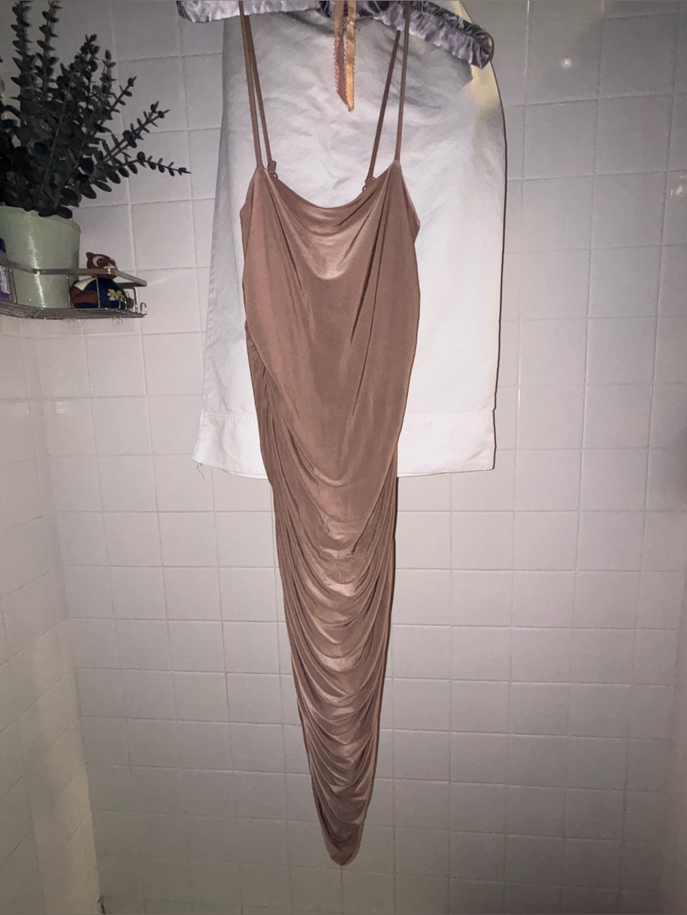 NWT Guess by Marciano Shirred Brown Midi Cocktail Dress Brown Medium